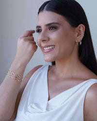 Bracelete Ondas Liso Banhado a Ouro 18K