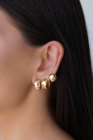 Trio de Argolas Lisas Banhado a Ouro 18K