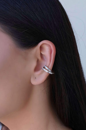 Piercing Duplo Cravejado Baguetes Cristal Ródio Branco