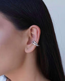 Piercing Duplo Cravejado Baguetes Cristal Ródio Branco