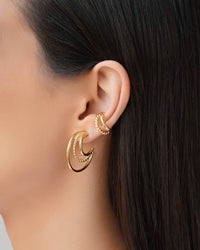 Piercing Filetes Liso e Torcido Banhado a Ouro 18K