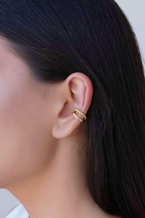 Piercing Filetes Liso e Torcido Banhado a Ouro 18K