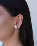 Ear Hook Filetes Baguetes Cristal 2.0 cm Ródio Branco