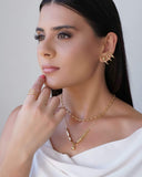 Ear Cuff Filetes Bolas Lisas Banhado a Ouro 18K