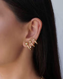 Ear Cuff Filetes Bolas Lisas Banhado a Ouro 18K
