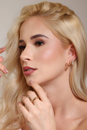 Anel Reto Liso Tamanho 18 Banhado a Ouro 18K