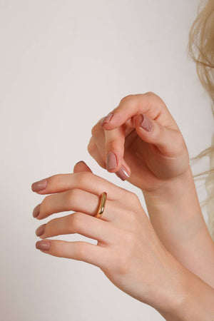 Anel Reto Liso Tamanho 21 Banhado a Ouro 18K