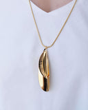Gargantilha Longa Rabo de Rato Pingente Folha Banhado a Ouro 18K - 65 cm