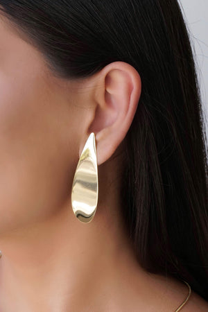 Brinco Folha Lisa 5.8 cm Banhado a Ouro 18K