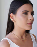 Ear Cuff Cobra Lisa Ponto de Luz Cristal 3.0 cm Banhado a Ouro 18K