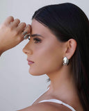 Brinco Abaulado Liso 2.8 cm Ródio Branco