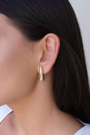 Brinco Gota Abaulada Lisa 2.5 cm Banhado a Ouro 18K