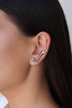 Ear Cuff Zig Zag Liso 3.2 cm Ródio Branco