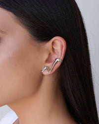 Ear Cuff Zig Zag Liso 3.2 cm Ródio Branco