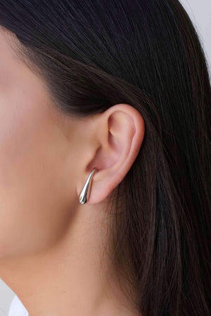 Ear Hook Gota Lisa 2.4 cm Ródio Branco