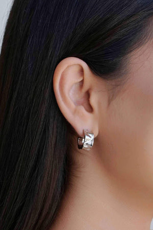 Brinco Argola Martelada 1.6 cm Ródio Branco