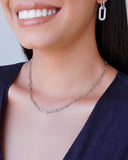 Gargantilha Elos Ovais 4 mm Ródio Branco - 40 cm