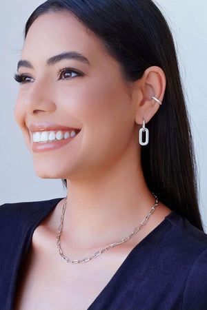 Gargantilha Elos Ovais 4 mm Ródio Branco - 40 cm