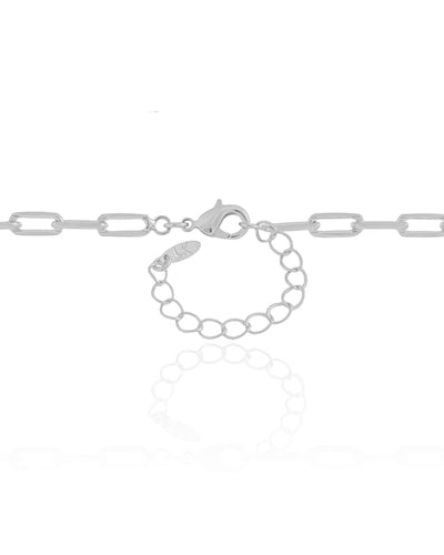 Colar Elos Ovais 4 mm Ródio Branco - 40 cm
