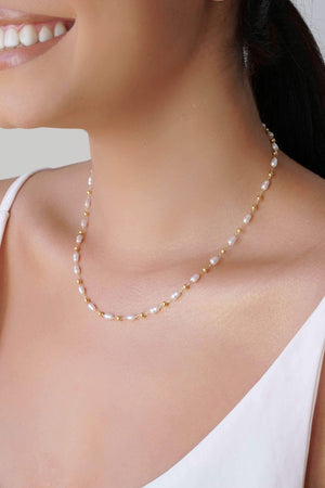 Choker Pérolas e Bolinhas Banhado a Ouro 18K