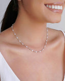 Choker Pérolas e Bolinhas Ródio Branco