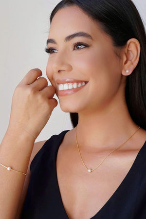 Pulseira Veneziana Pérola 6 mm Banhado a Ouro 18K