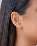 Ear Hook Cravejado Cristal 2.6 cm Banhado a Ouro 18K