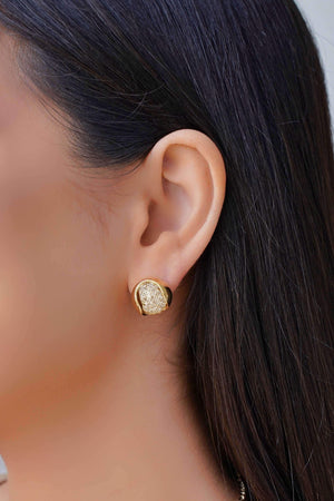 Brinco Bola Tela Cristais 1.6 cm Banhado a Ouro 18K