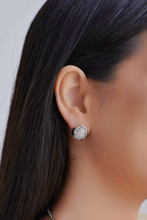 Brinco Bola Tela Cristais 1.6 cm Ródio Branco