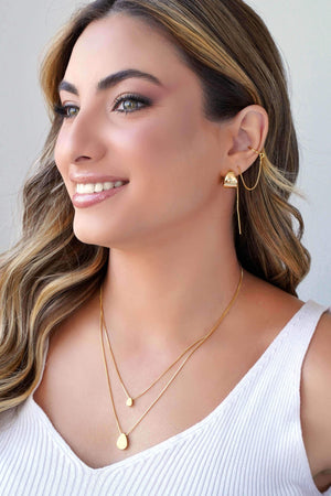 Brinco Argola Click Abaulada Lisa 1.5 cm Banhado a Ouro 18K