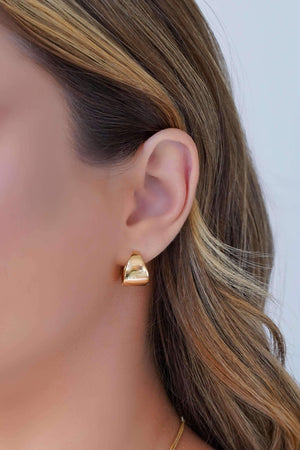 Brinco Argola Click Abaulada Lisa 1.5 cm Banhado a Ouro 18K