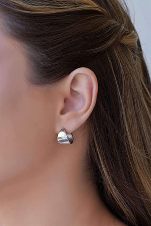 Brinco Argola Click Abaulada Lisa 1.5 cm Ródio Branco