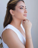 Pulseira Círculos Texturizados 8 mm Ródio Branco