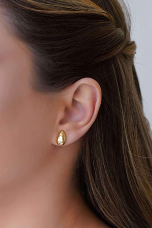 Brinco Gota Lisa 1.3 cm Banhado a Ouro 18K