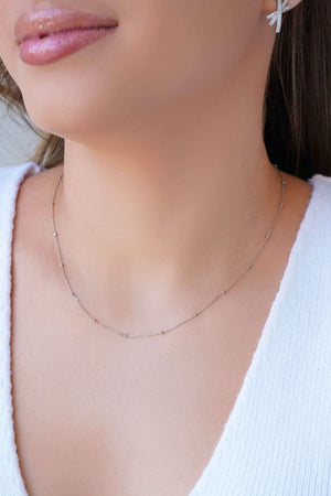 Choker Elos Detalhes Ródio Branco