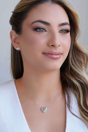 Gargantilha Nylon Coração Liso 1.5 cm Ródio Branco - 40 cm