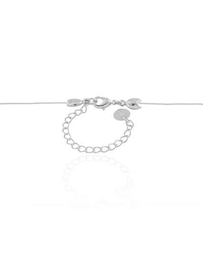 Colar Nylon Coração Liso 1,5 cm Ródio Branco - 40 cm
