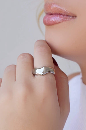 Anel Orgânico Liso Tamanho 20 Ródio Branco