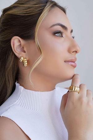 Brinco Argola Gomos Lisos 1.4 cm Banhado a Ouro 18K