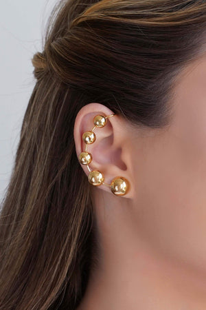 Ear Cuff Bolas Lisas Banhado a Ouro 18K