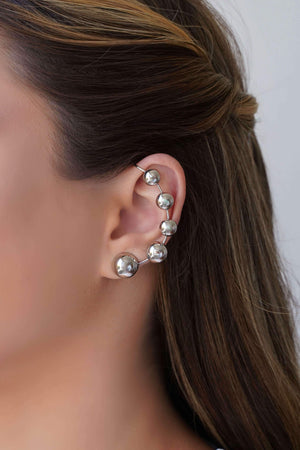 Ear Cuff Bolas Lisas Ródio Branco