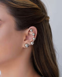 Ear Cuff Bolas Lisas Ródio Branco