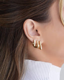 Brinco Argola Triangular Lisa 1.6 cm Banhado a Ouro 18K