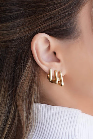 Brinco Argola Triangular Lisa 1.9 cm Banhado a Ouro 18K