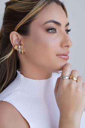 Piercing Martelado Banhado a Ouro 18K