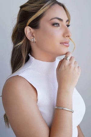 Bracelete Tratorado 6 mm Ródio Branco