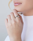 Anel Ajustável Abaulado Liso Tamanho G Ródio Branco