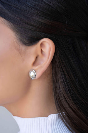 Brinco Redondo Liso com Detalhe Ródio Branco