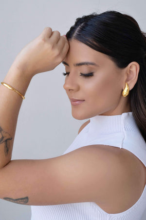 Brinco Gota Lisa 3.3 cm Banhado a Ouro 18K