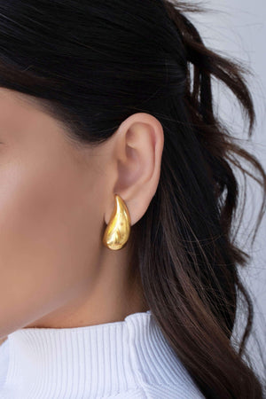 Brinco Gota Lisa 3.3 cm Banhado a Ouro 18K